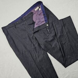 Incotex Pants Mens 36W 33L Gray Super 120s Wool Flat Front Trouser Pants Preppy